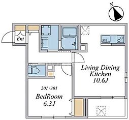 ウィンドテラス千葉寺 1LDKの間取図画像