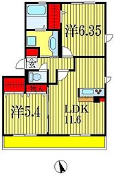 レセンテ小仲台 2LDKの間取図画像