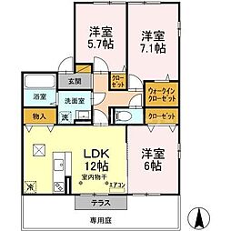 クリスタルフローラ 3LDKの間取図画像
