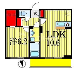 D-ROOM弁天3丁目B 1LDKの間取図画像