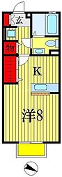 プレジール・2 1Kの間取図画像