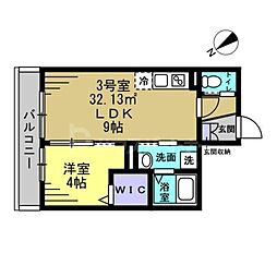 AJ稲毛 1LDKの間取図画像