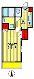 クレインみどり台 1Kの間取図画像