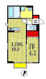 エスカレーズ 1LDKの間取図画像