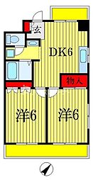サンハイツ千葉 2DKの間取図画像