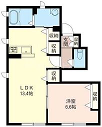 フォレストN3 1LDKの間取図画像