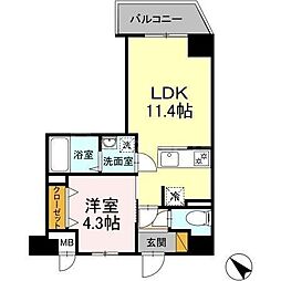 D-ROOMNOBUTO 1LDKの間取図画像