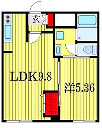 天台ハイリビング参番館 1LDKの間取図画像