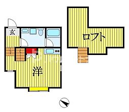 バニービーチ ワンルームの間取図画像