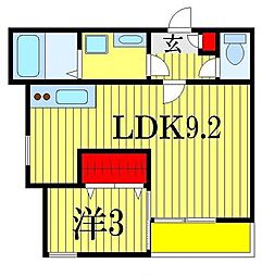グランティックKRS 1LDKの間取図画像
