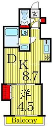 GRAND千葉中央 1DKの間取図画像