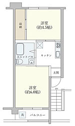 大久保ローヤルコーポ 2Kの間取図画像