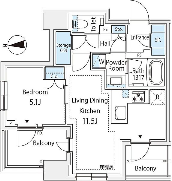 リビオレゾン三田 ｜東京都港区芝5丁目(賃貸マンション1LDK・9階・42.33㎡)の写真 その2