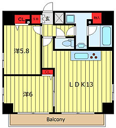 HY'sタバタ2イースト 2LDKの間取図画像