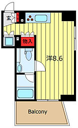 HF千駄木レジデンス ワンルームの間取図画像