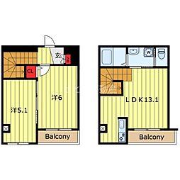 レピュア西尾久レジデンス 5階2LDKの間取り