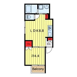 （仮）メゾン1244 1階1LDKの間取り