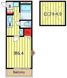 ログリア 1Kの間取図画像
