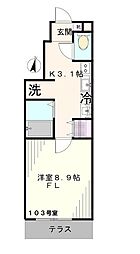 千駄木J-MANSION 1Kの間取図画像