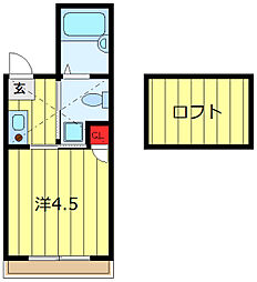 アルファ三ノ輪 1Kの間取図画像