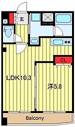 オーキッドレジデンス三ノ輪2 1LDKの間取図画像