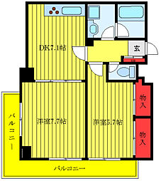 サンフィールド西日暮里 2DKの間取図画像