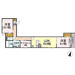 セレスティア扇VII 2SLDKの間取図画像
