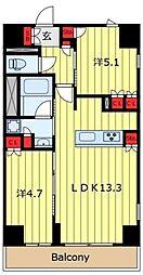 ONE ROOF RESIDENCE NISHINIPPORI 2LDKの間取図画像