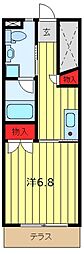 サンライズヒルズT.B 1Kの間取図画像