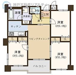 ワコーレラグナ離宮南 3LDKの間取図画像