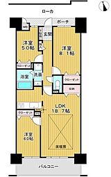 ロワイヤル明石大久保アーバンスクエア 3LDKの間取図画像