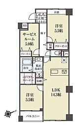 東急ドエルアルス小岩 2SLDKの間取図画像