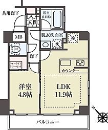 ミルーナヒルズ柏 1LDKの間取図画像