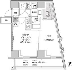パークハビオ渋谷本町レジデンス 1LDKの間取図画像