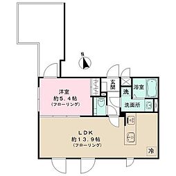 ストライプス豪徳寺 1LDKの間取図画像