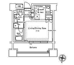 パークアクシス御茶ノ水ステージ 1Kの間取図画像