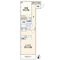 田園調布マンション 1LDKの間取図画像