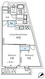 ソラシアレジデンス大井町 2LDKの間取図画像
