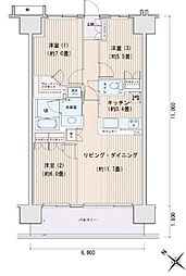エスティメゾン豊洲レジデンスB棟 3LDKの間取図画像