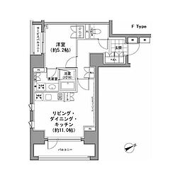 パークハビオ八丁堀 1LDKの間取図画像