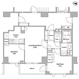 パークハウス三軒茶屋クロスコート 2LDKの間取図画像