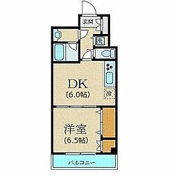カスタリア新宿 1DKの間取図画像