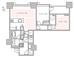 三田ガーデンヒルズE棟 2LDKの間取図画像