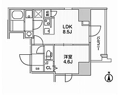ウィーブベース上野ノース 1LDKの間取図画像