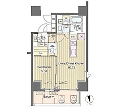 VerdeCourt西新宿 1LDKの間取図画像