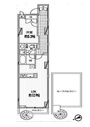 パシフィックコート中延 1LDKの間取図画像