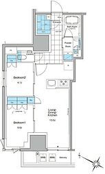 ルフォンプログレ北新宿 2LDKの間取図画像