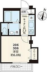 SakaeResidence 1Kの間取図画像