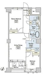 レジディアタワー上池袋タワーサイド 2LDKの間取図画像