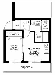ザ・レジデンス日本橋(The Residence Nihonbashi) 1DKの間取図画像